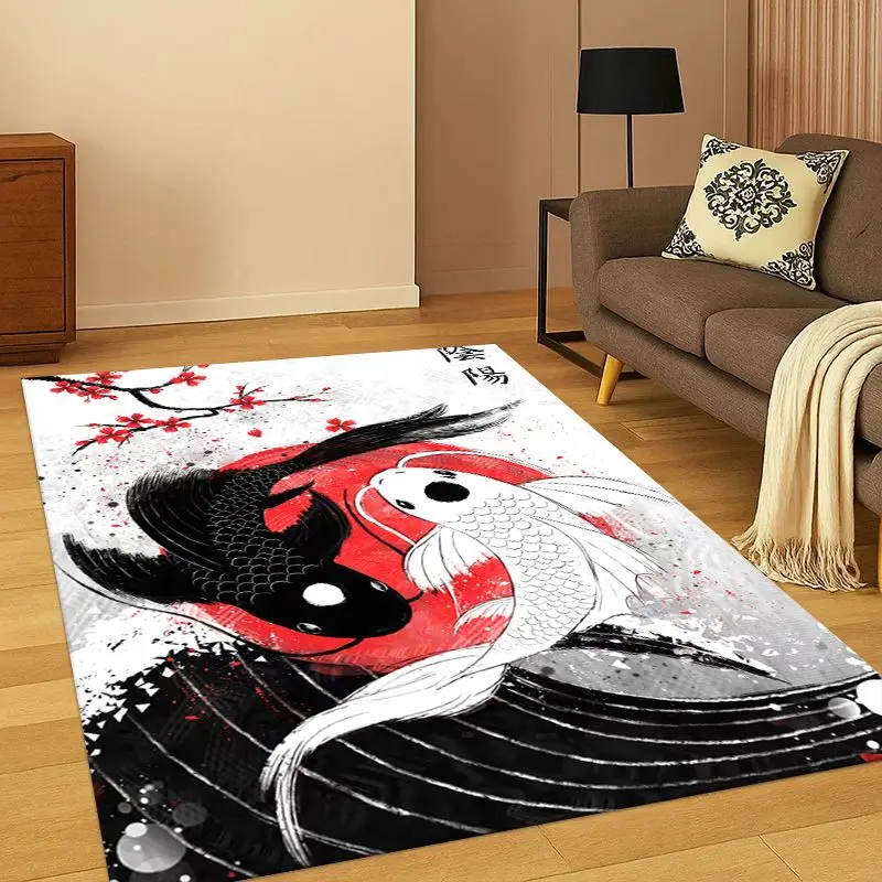 Yin Yang Symbol Chinese Tai Chi Carpet Rug for Bedroom Living Room Sofa Playroom Doormat Home Decor,Kid Game Area Rug Non-slip