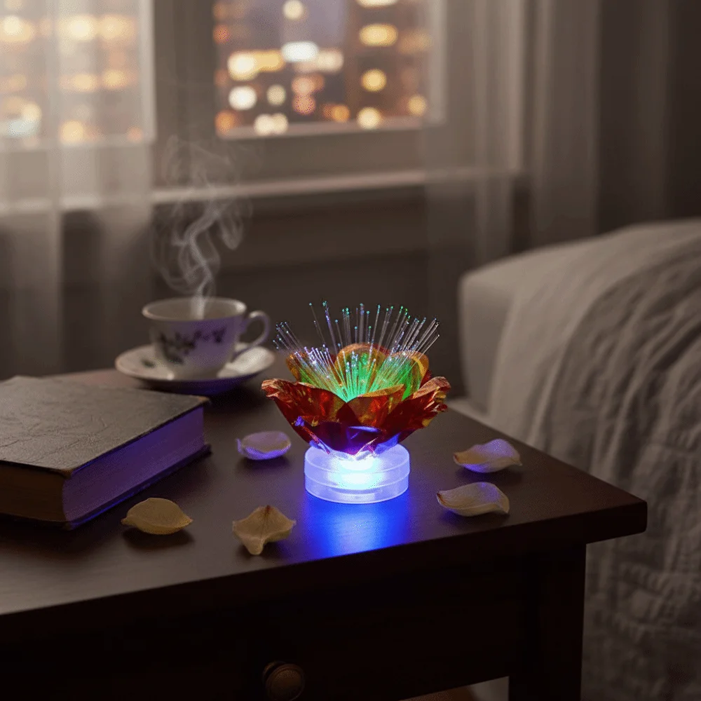 سبعة ألوان من الألياف الضوئية LED المضيئة باللون الوردي المتغير اللون الرومانسي الضوء والظل أضواء الغلاف الجوي الإبداعي #3