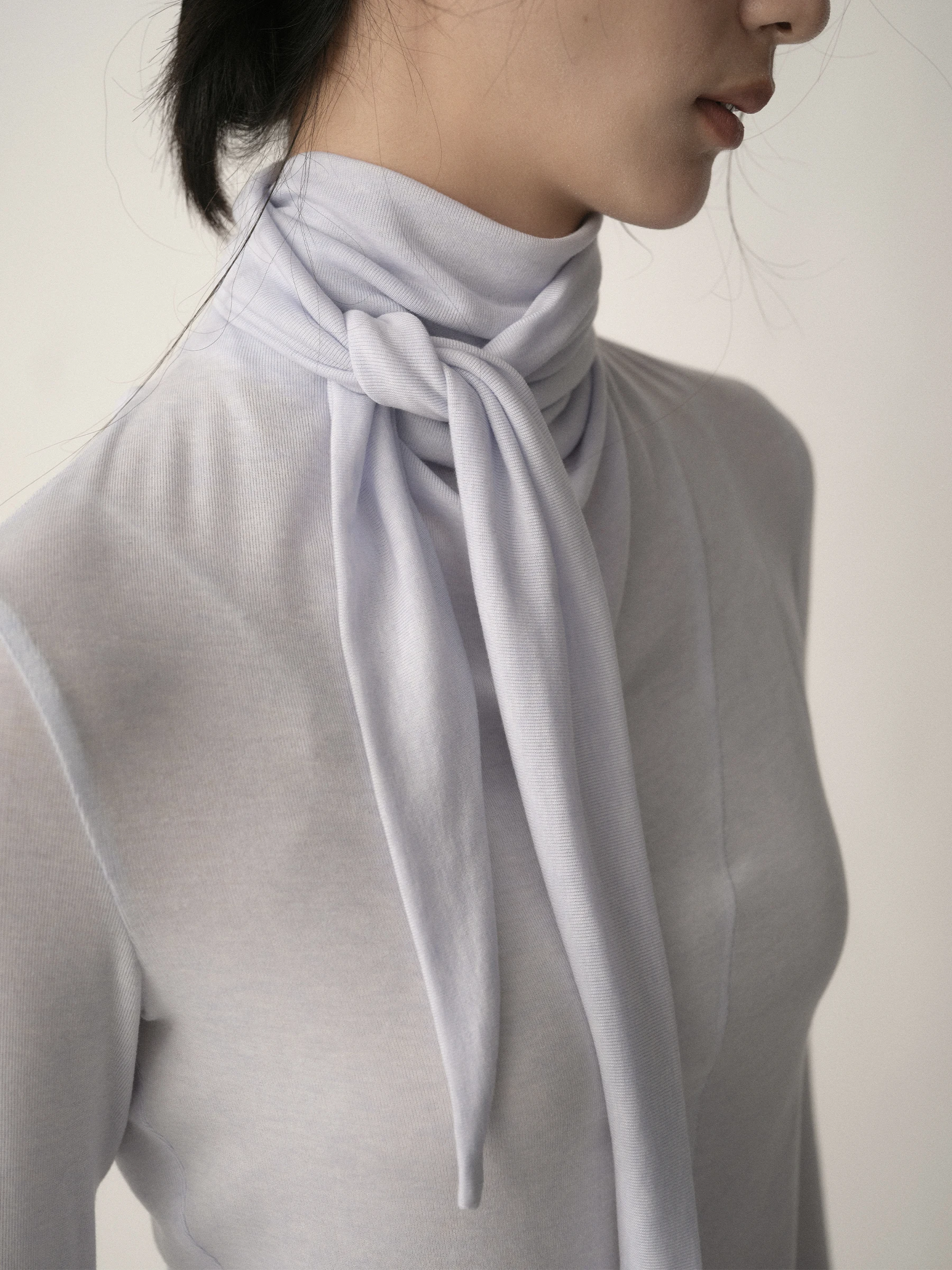 

Commuse Memory Woolen Knitted Scarf Collar Belted Long Sve Base irt Asymmetric Simple Sle Daily Wear Women's Faion