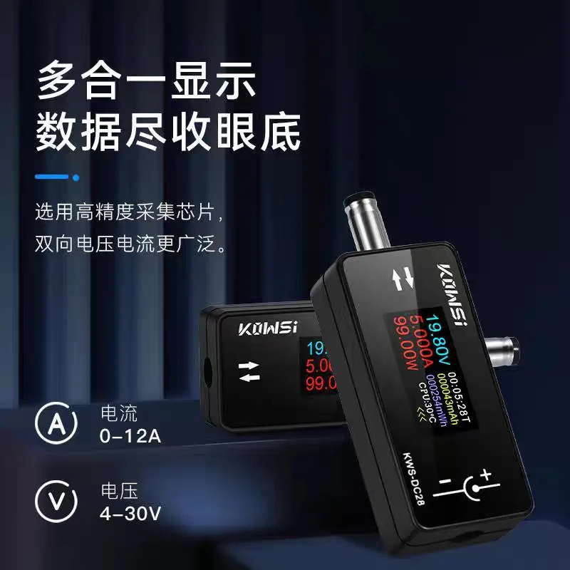 Modified KWS-DC28 DC Power Meter, 0.96 Inch TFT HD Display, Voltmeter Ammeter Tester with DC 5.5*2.5 Interface