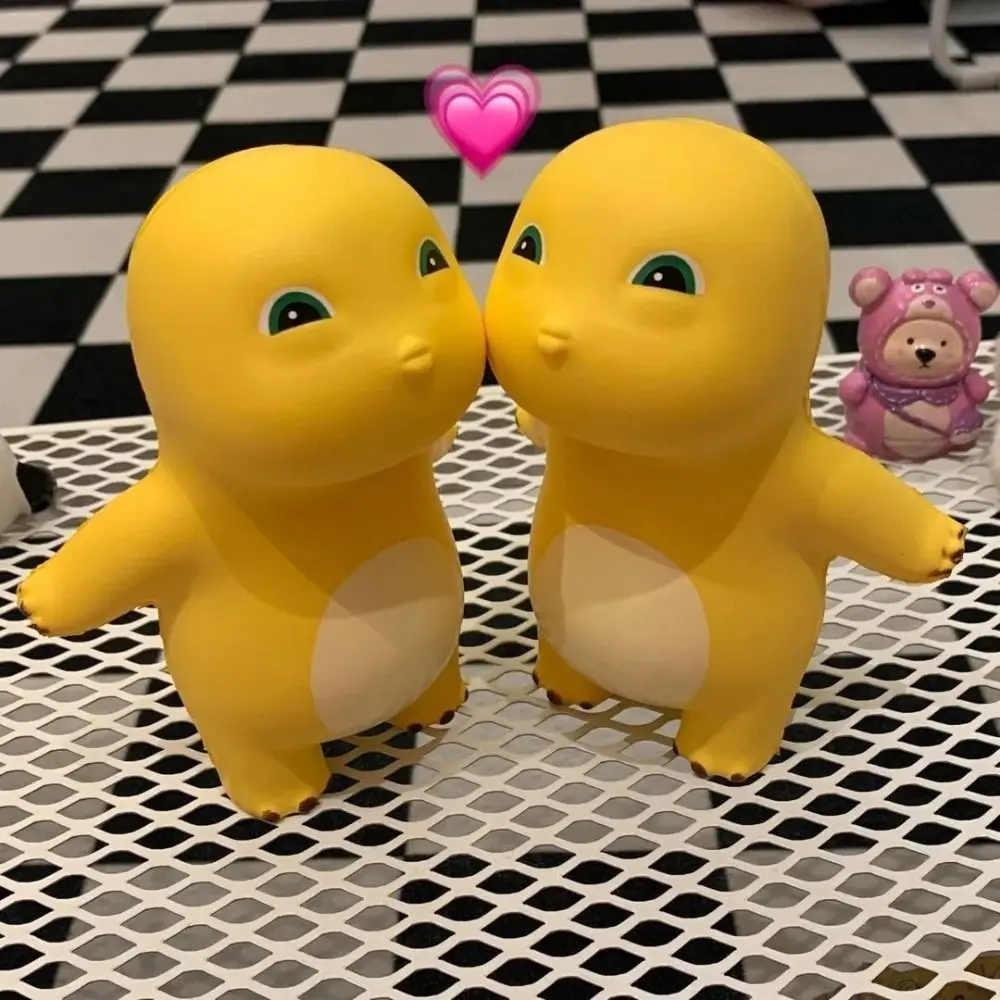 Kiss Kiss Milk Dinosaur Figure Cute Yellow Nailong Squeeze Toys kawaii Model Doll Statue Slow Rebound Toy Gift