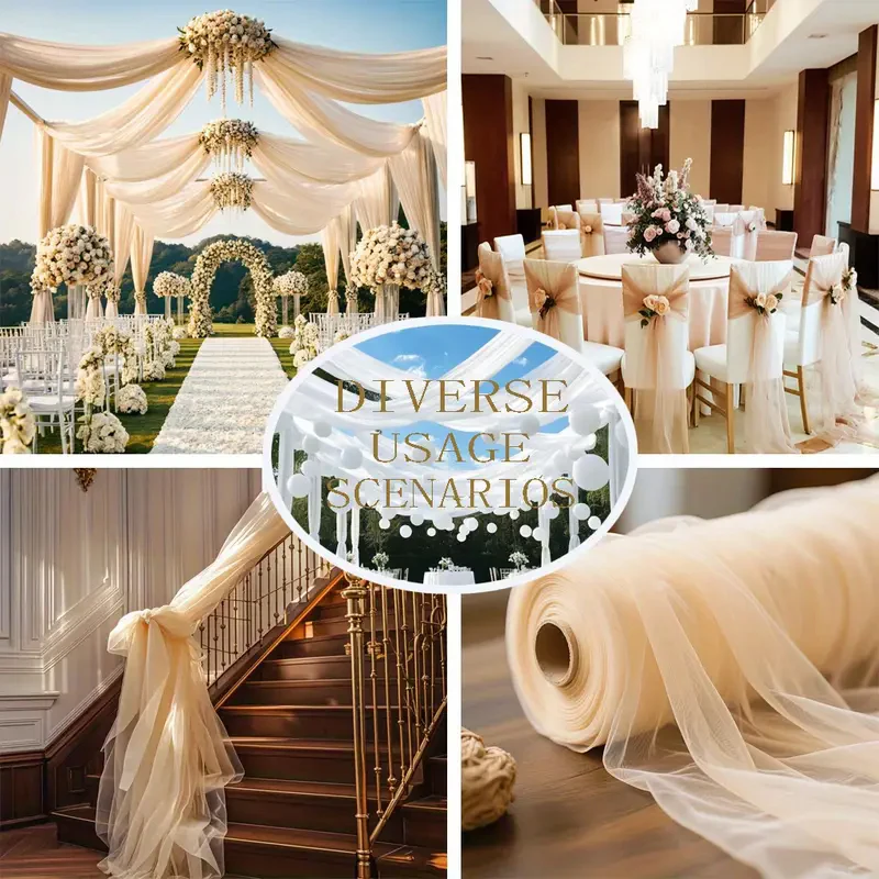 Ceiling Drapes Wedding Arch Draping Sheer Fabric for Ceremony Tulle Christmas Backdrop Curtain Bride Baby Shower Tent Decoration