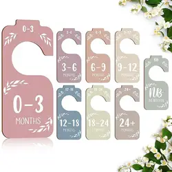 8 Pieces Baby Closet Dividers from Newborn to 24 Months for Bedroom Closet Wooden Clothes Organizers Baby Clothes Size Hanger