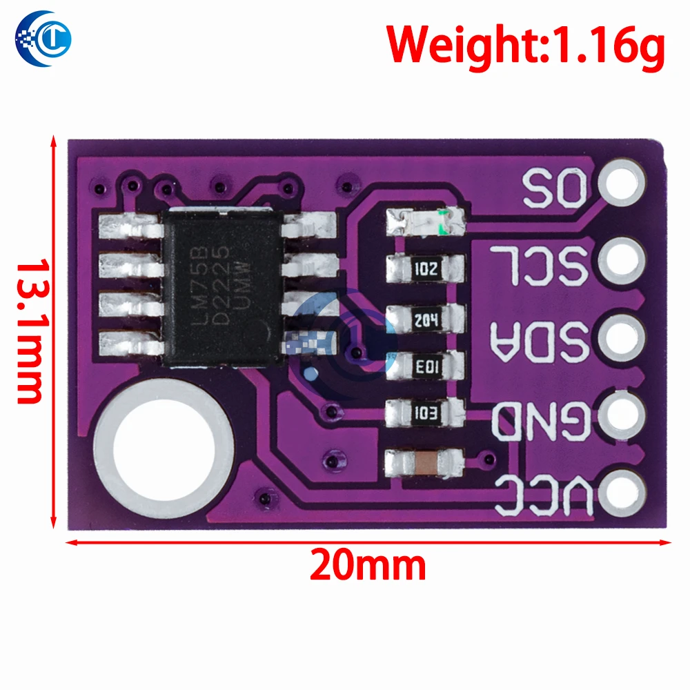 Sensor de temperatura LM75 LM75A, interfaz I2C de alta velocidad, módulo de placa de desarrollo de alta precisión para Arduino