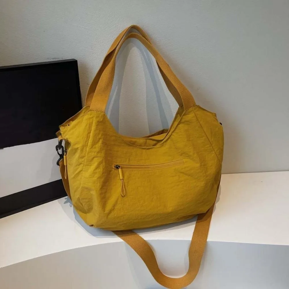 

Casual Solid Color Tote Bag Japanese Style Multi-Pocket Versatile Commuting Handbag Soft Cloth Large Capacity Shoulder Bag Work