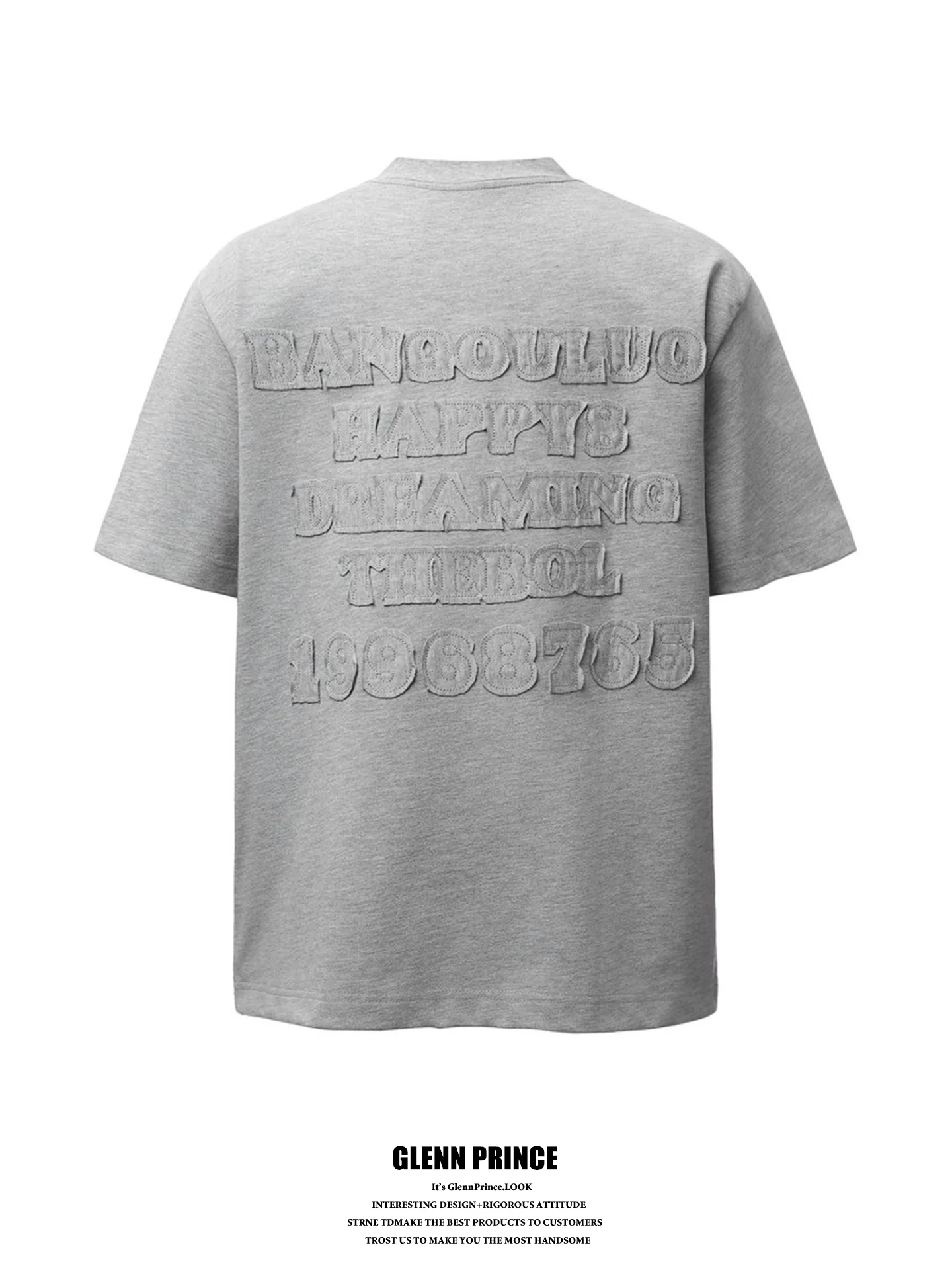 

GPstudio Heavyweight 350G Patchwork Letter Casual Half Sleeve T-Shirt Summer Trendy High Street Loose Fit Short Sleeve Tee