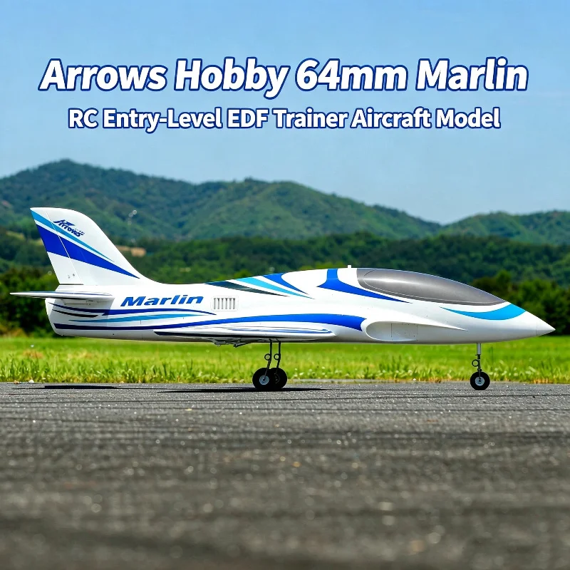 Hot Arrows Hobby 64mm Marlin 6CH Remote Control Entry-Level Ducted‑Fan Aircraft Training Model RC Fall-Resistant Fixed-Wing Toy