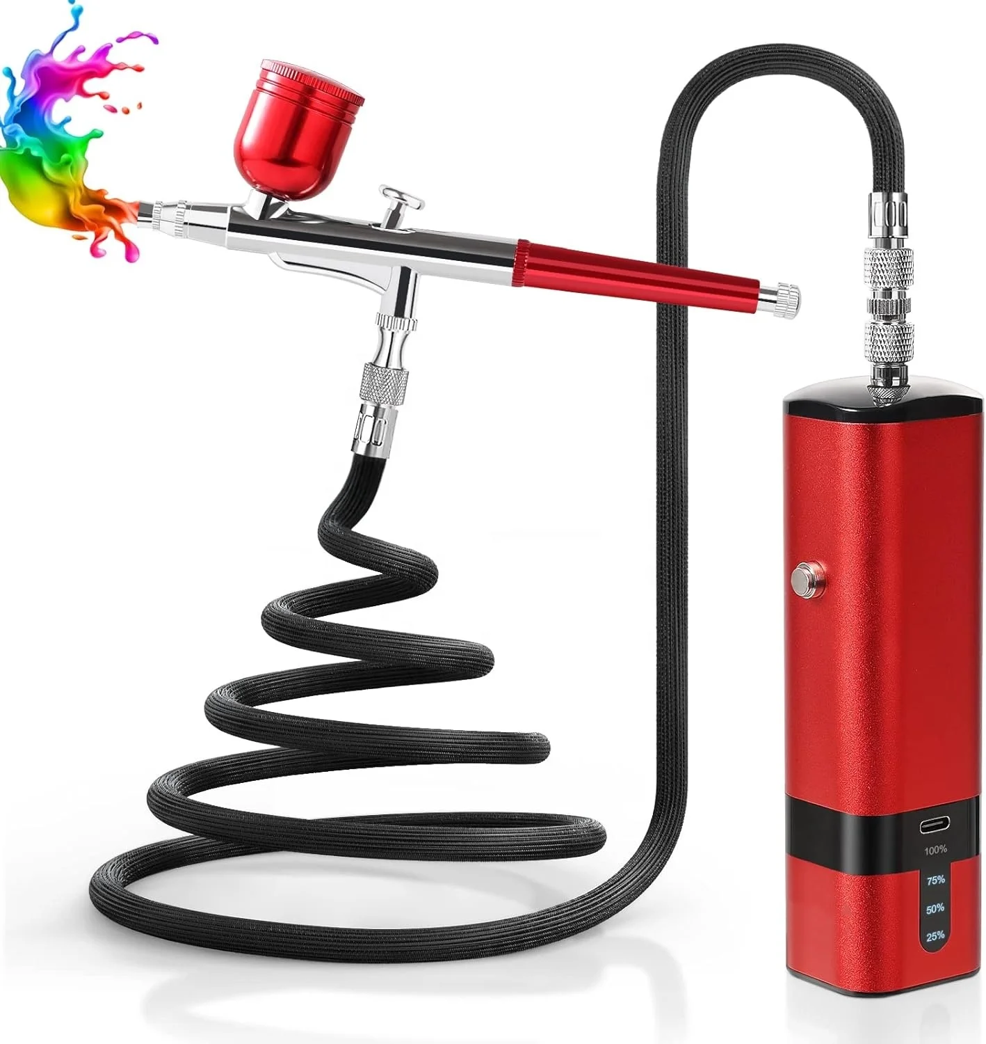 Airbrush Kit with Compressor, 32PSI Handheld Mini Air Brush  Set, Portable High Pressure Air Brushes for Painting