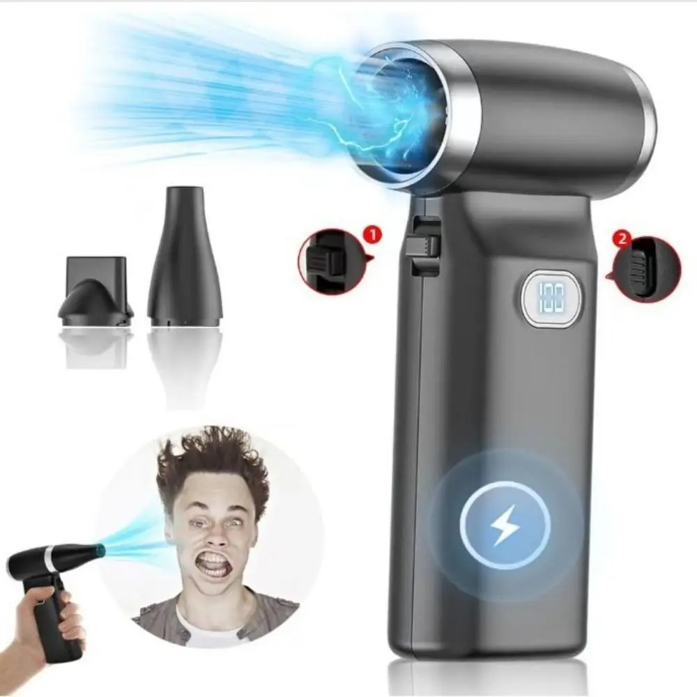 110000 دورة في الدقيقة مروحة يدوية محمولة ED شاشة ديجيتال 100 سرعات الرياح مروحة توربو صغيرة عنيفة قابلة للشحن متعددة الوظائف