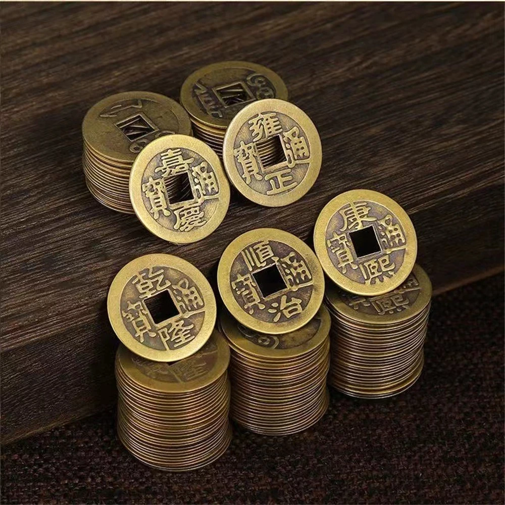 100pcs Vintage Copper Coins Success Feng Shui I-Ching Coins Chinese Fortune Coins Chinese Feng Shui Decoration Good Lucky Coins