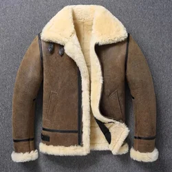 Original Ecological Sheepskin Fur All-In-One Winter B3 Genuine Leather Jacket Men's Thickened Warm Large Size Jacket