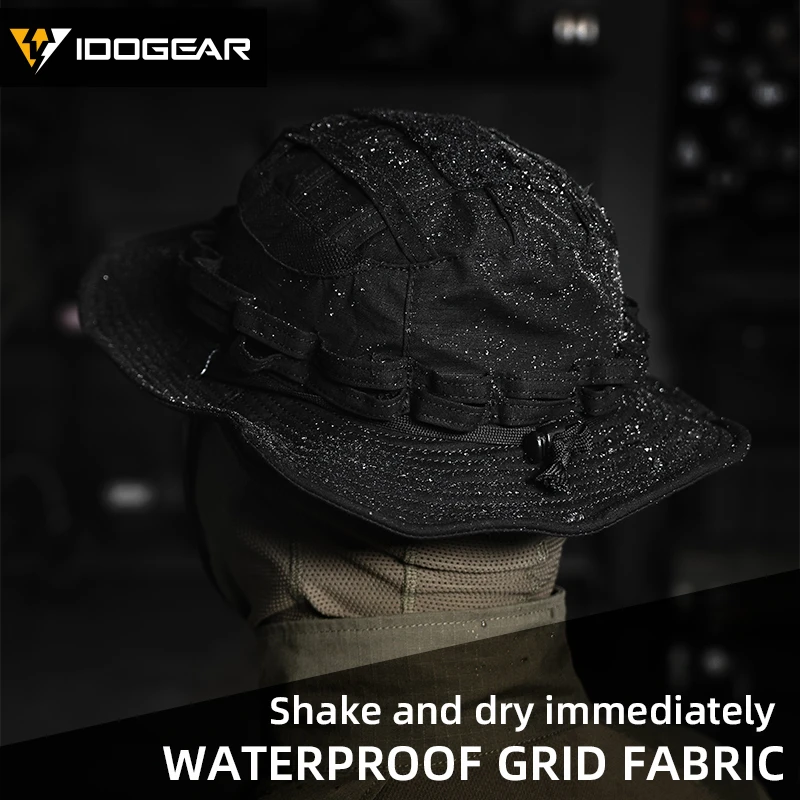 IDOGEAR التكتيكية Boonie قبعة الغابة قبعات للحماية من الشمس قابل للتعديل تنفس واسعة حافة قبعة لصيد الأسماك 3623