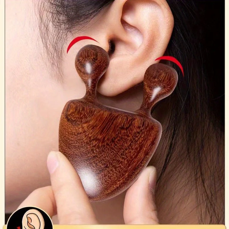 1 Buah Alat Pijat Akupresur Wajah Kayu Cendana Alami - Sayap Hidung & Wajah Penuh, Penenang Mata/Tempel, Perangkat Perawatan Kulit Ergonomis Portabel