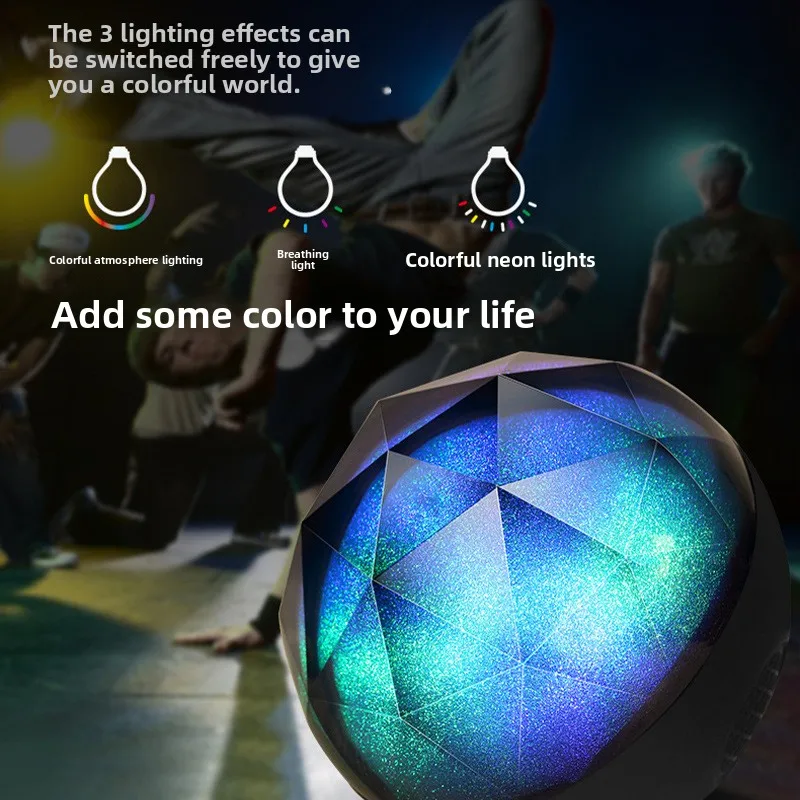 سمّاعات بلوتوث RGB الملونة المحيطة الخفيفة HD مضخم الصوت المحمولة الهاتف المحمول مكبرات الصوت اللاسلكية جولة كريستال ماجيك الكرة