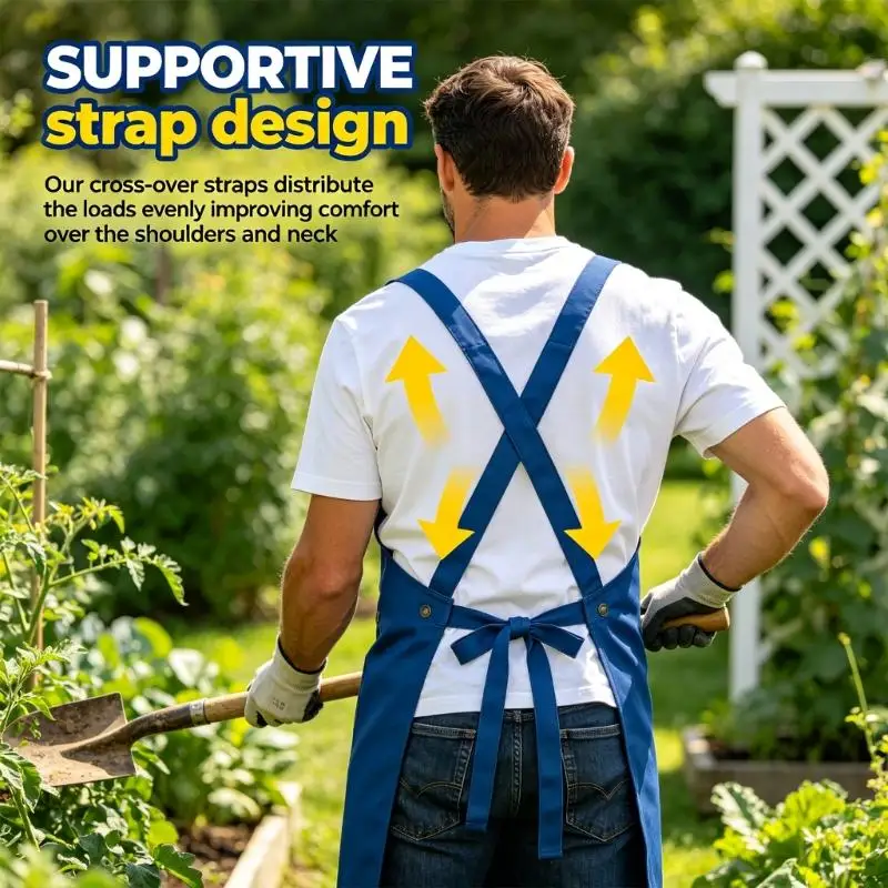Gartenschürze mit Tasche, Ernteschürze für Gartenbau, Landwirtschaft und Ernte, wasserbeständig, Obstpflückschürzen D2RD – Detail 4