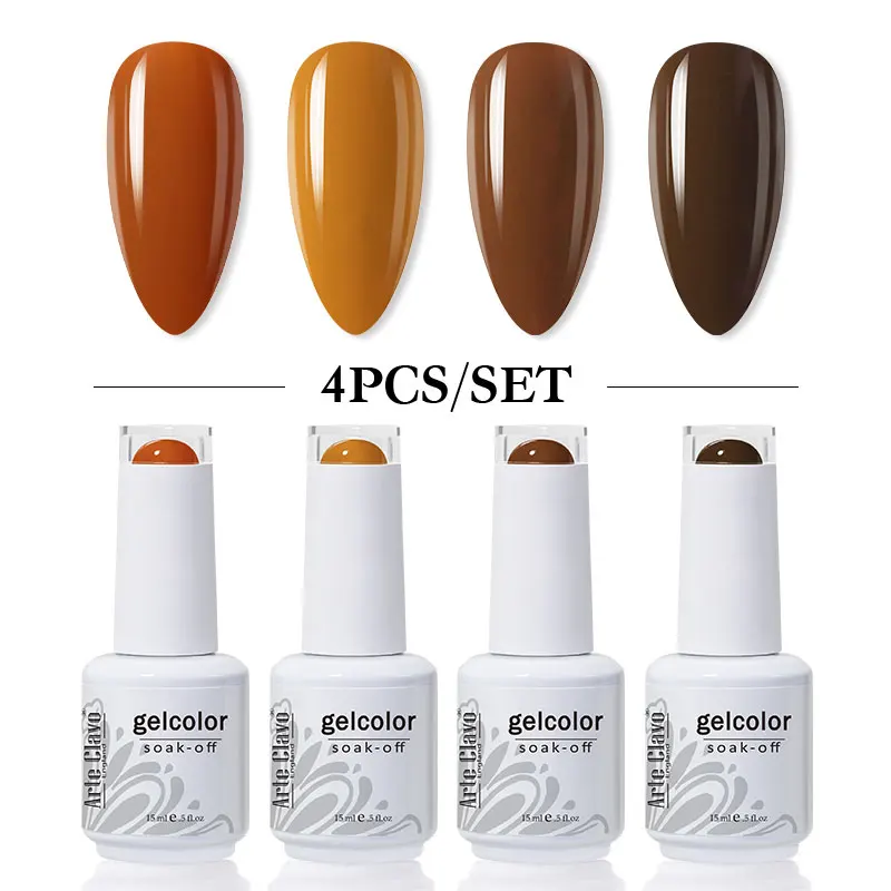 Arte Clavo-Juego de esmaltes en Gel para uñas, Set de 4 Uds. De esmaltes en Gel UV LED, Serie de diseño para manicura, 15ml