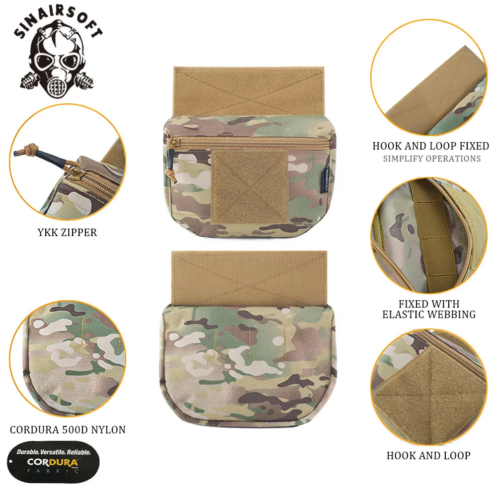 SINAIRSOFT Tactical Armor Carrier Drop Pouch AVS JPC CPC Vest Plate Carrier Pouch Hunting Camouflage MOLLE Waist Bag Multi-camo