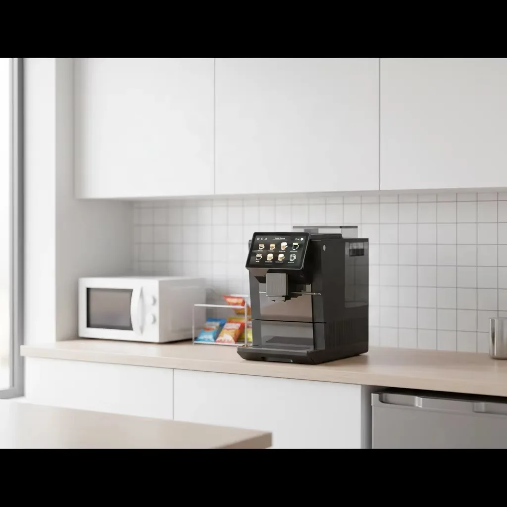 Inteligentny automat do kawy z wbudowanym młynkiem, zastosowanie w wielu scenariuszach, ciśnienie pompy 15 bar, pojemność 2L, moc 1450W.