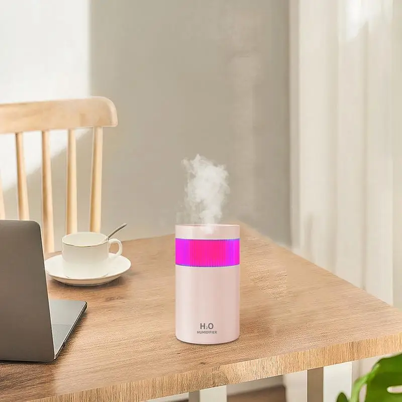 Quiet Air Humidifier Small Ultrasonic Air Humidifiers 300ML Rechargeable Auto Shut-Off Humidifiers With Colorful Lights For