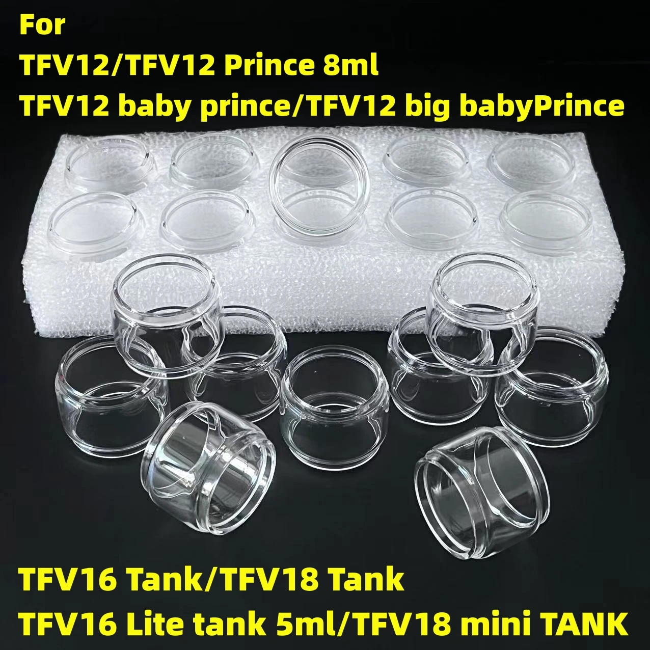 

10PCS Bubble Fat Glass Tube For TFV12 Big Baby Prince TFV16 Lite TFV18 Mini Glass Tank 5/7.5/8/9ML Automotive Disassembly Tools