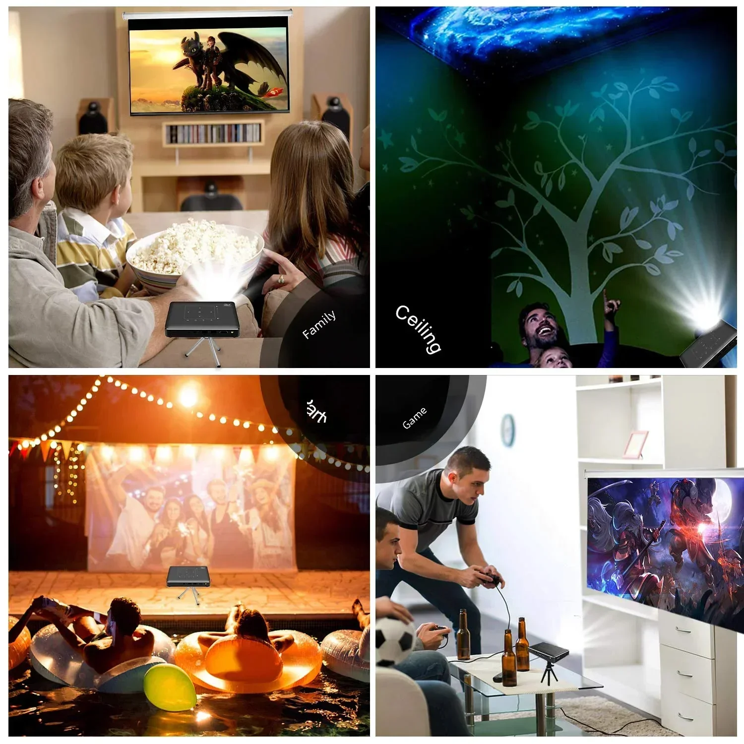 Vivicine proyektor Mini 3D cerdas, P10, Android 9.0, 4K, WiFi saku, proyektor LED Video Game, Beamer, baru ditingkatkan