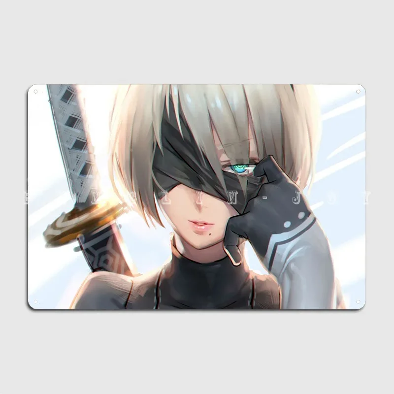 Nier Automata Metal Plaque Poster Club Home Cave Pub Vintage Wall Plaque Tin Sign Poster