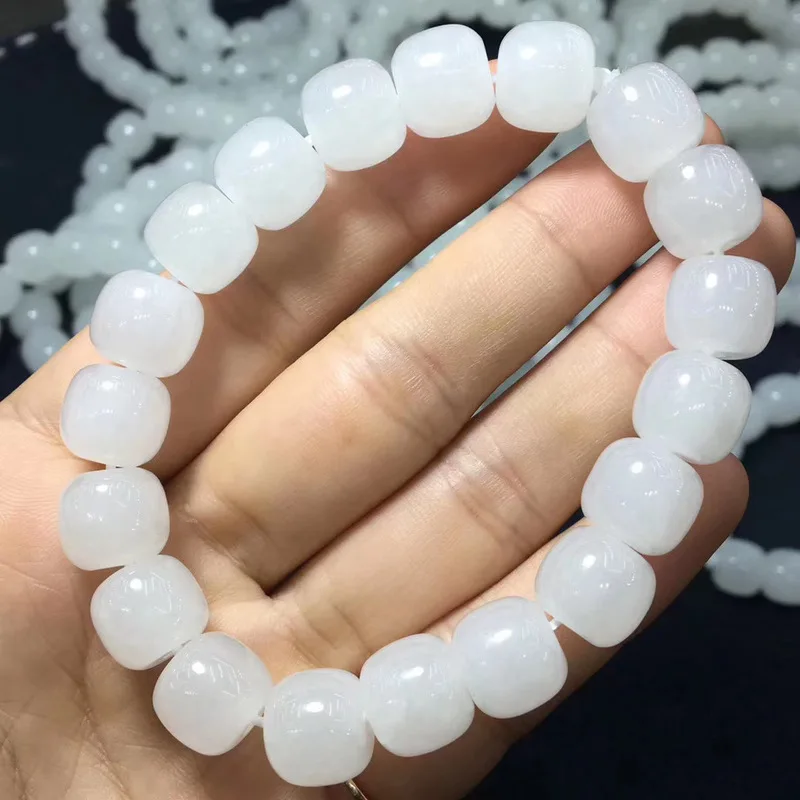 Hetian Old-Style Women, Sheep Fat White , Abacus Beads Bracelet, Jade Bead Chain