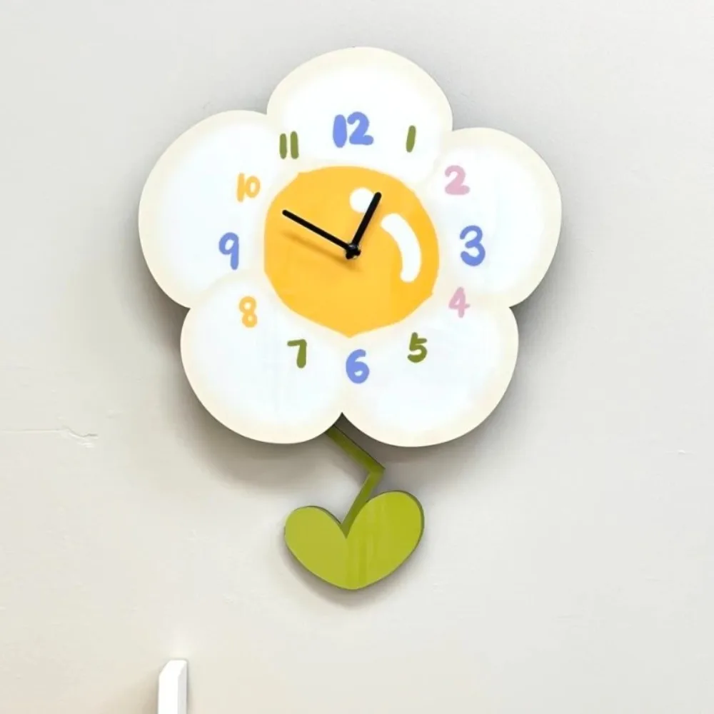 

New Artwork Bedroom Silent Clock Creative Wall Ornament Flower Swing Clock Swing Clock Cream Style Cute Wall Clock Living Room