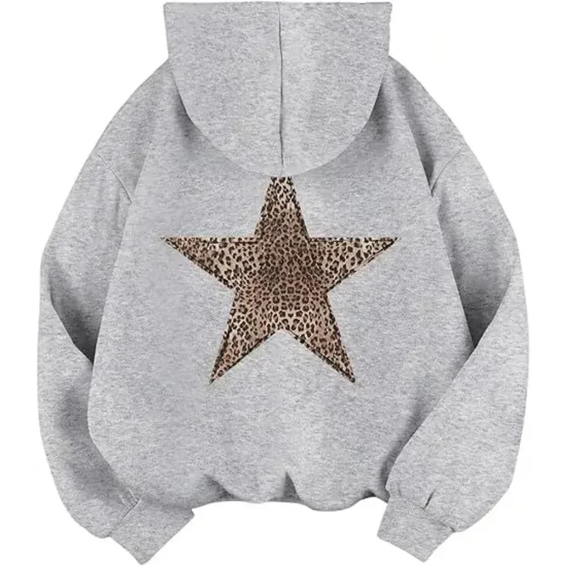 2025 Star Graphic Hoodies Y2k Leopard Print Hooded Sweatshirt Cheetah Hoodie Fashion Casual HipHop Harajuku Unisex Pullover view 4