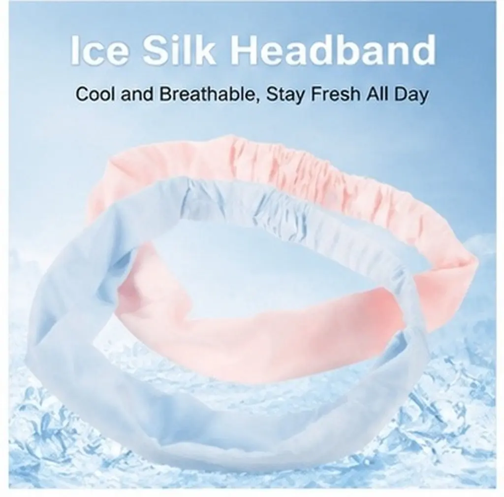 2Pcs Ice Silk Athletic Headbands for Women Sweat Wicking Non-Slip Comfortable Yoga Running Basketball Exercise