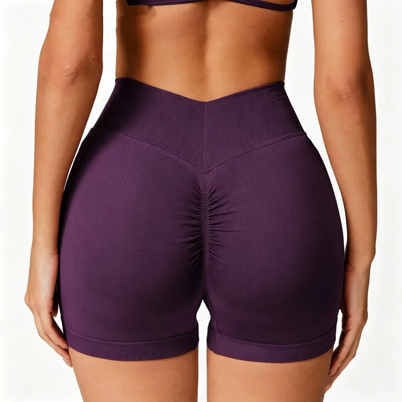 High Waist Seamless Yoga Running Shorts For Women Breathable Quick Dry Tummy Control Peach Butt Lifting Gym Workout Shorts