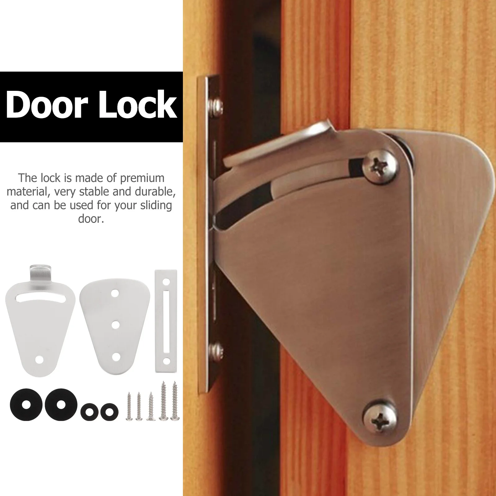 

1 set 1 Set For Wooden Sliding Lock Sliding Heavy Duty Indoor Door Latch Security Lock Privacy Door Hardware Accessory