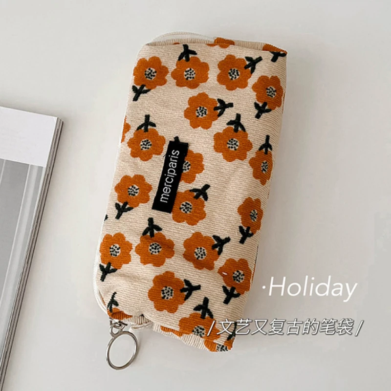 Kawaii Floral Fresh Style Pencil Bag piccoli fiori astucci Cute Simple Pen Bag Storage Bags forniture scolastiche regalo di cancelleria