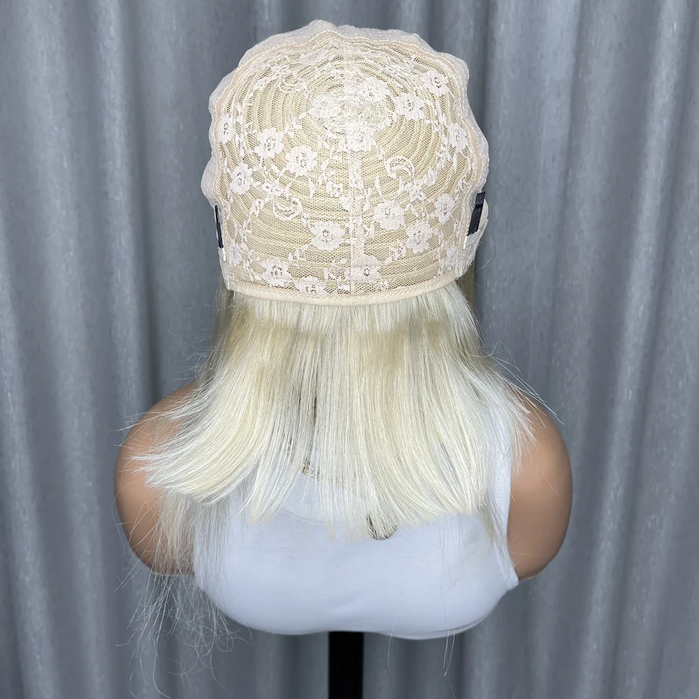 Блондинка, прямые человеческие волосы, парик Боб с челкой, полностью машинный парик для женщин, парик Боб, 613, цвет