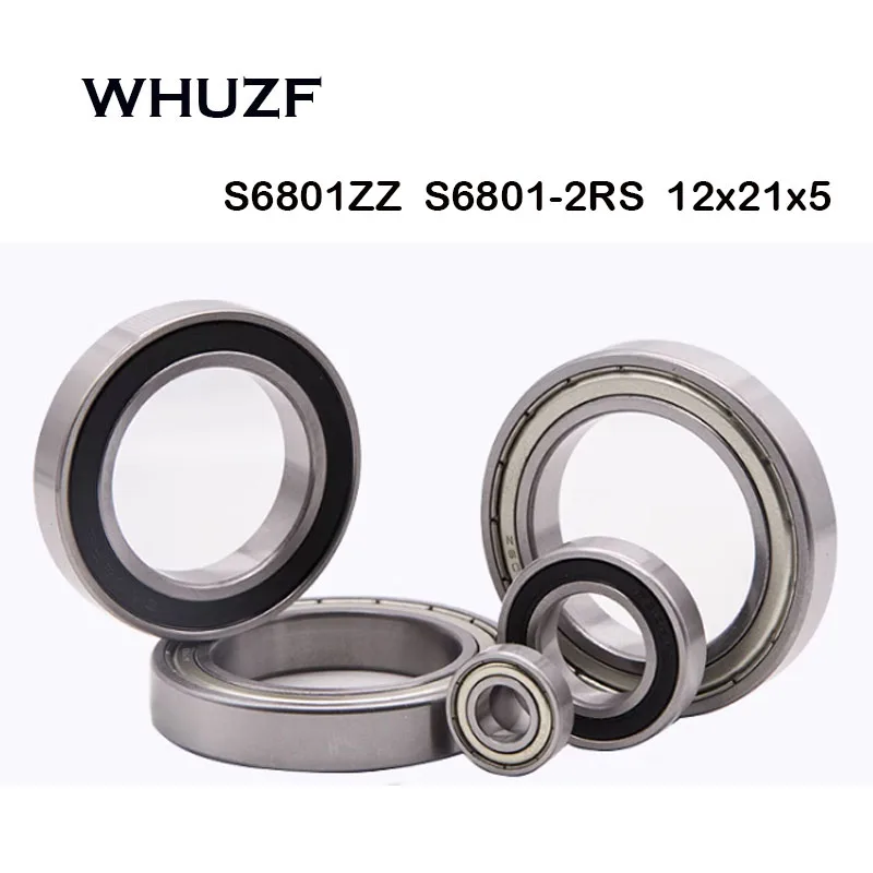 

S6801ZZ S6801-2RS Stainless Steel Bearing 12*21*5 mm (10PCS) ABEC-7 S6801 Z ZZ S 6801 2RS Stainless Steel S6801Z Ball Bearings