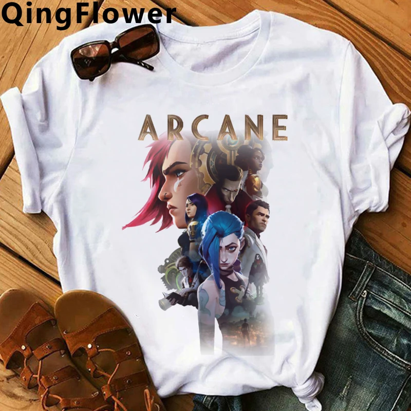 JINX ARCANE MONKEY Funny T Shirt Men Unisex Kawaii Anime Aesthetic T-shirt Streetwear Manga Graphic Tshirt Hip Hop Top Tees Male