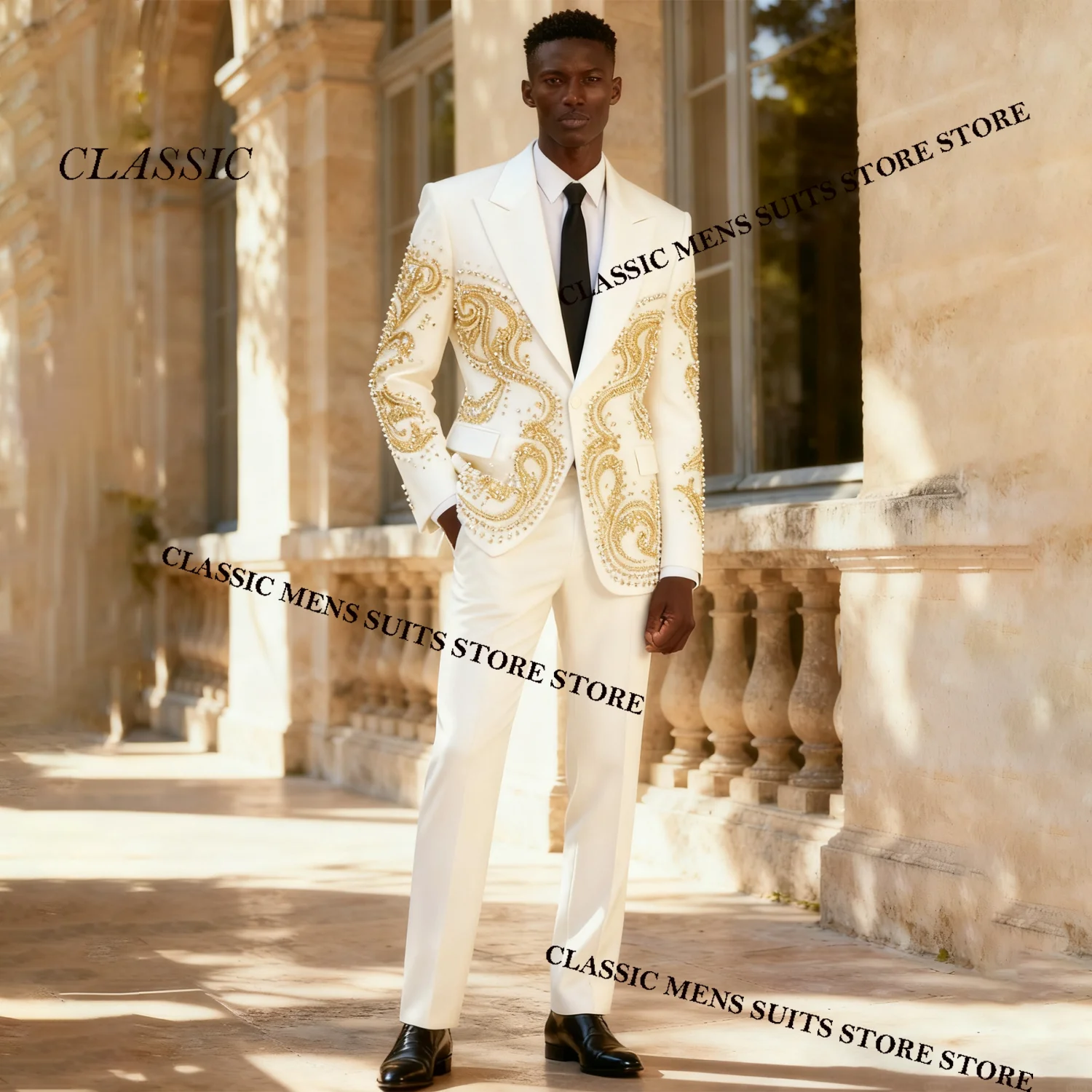 

Смокинги, мужские костюмы, сверкающие бриллиантовые украшения, остроконечные лацканы, комплект из 2 предметов для жениха, роскошные свадебные мужские костюмы для выпускного вечера по индивидуальному заказу