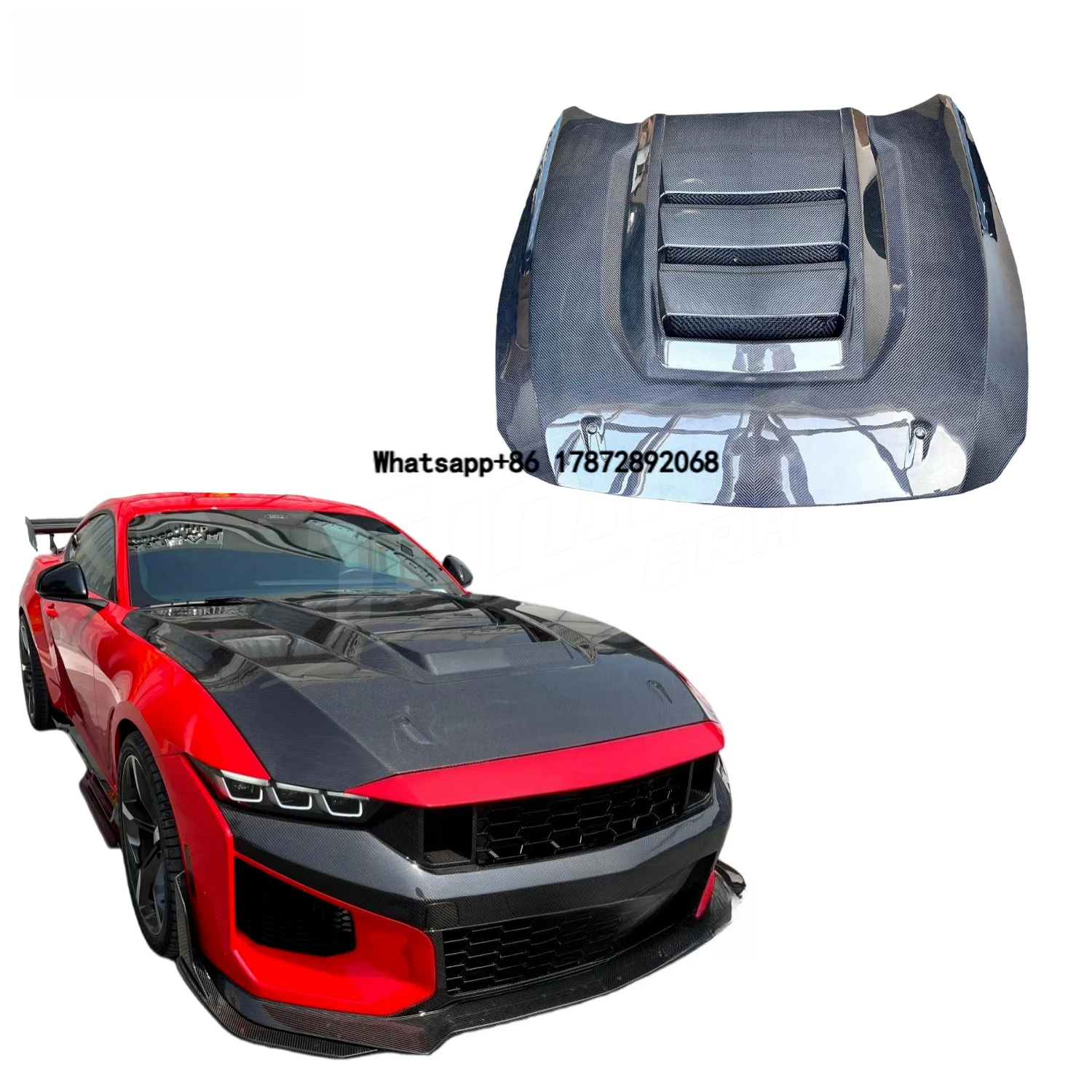 

Newest Dry Carbon SC Style Engine Hood Bonnet for Mustang Dark Horse 2024+ Upgrade Conversion Kit Add-on Part