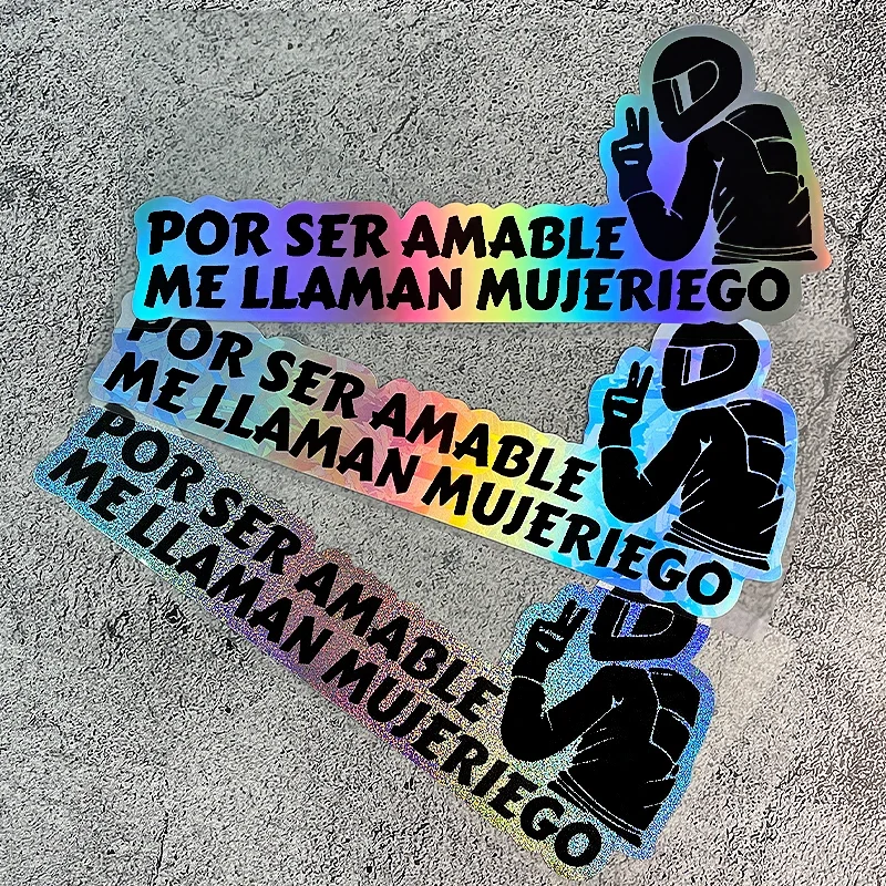 Spanish Quote POR SER AMABLE Sticker 1PC Waterproof Vinyl Decal for Motorcycle Scooter Car Window Laptop Glass Decoration