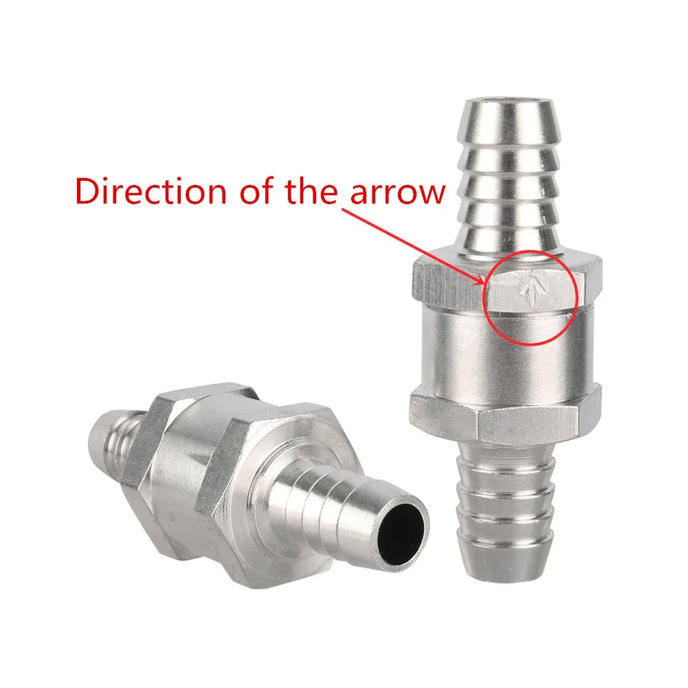 1pcs One Way 6/8/10/12mm Valves Aluminium Alloy Fuel Non Return Check Valve Fit Carburettor Water Pipe Anti-reverse Flow Valves