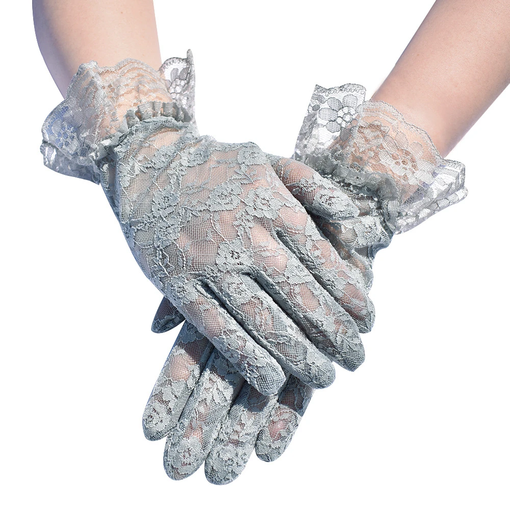 1Pair Sexy Lace Gloves Summer Bridal Gloves Sunscreen Breathable Thin Soft Female Gloves Multi-purpose Full Finger Mittens