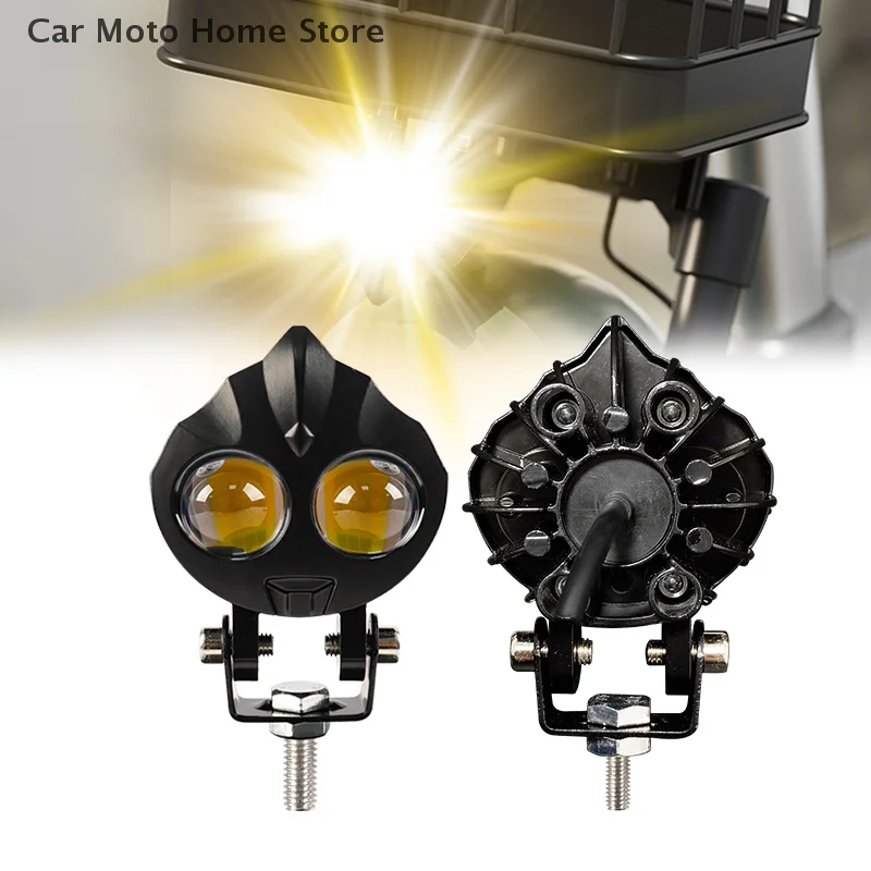 

1x Dual Color Flash Motorcycle LED Spotlight 25W 3D Lens Headlight Driving Light Super Bright Fog Lamp White Yellow 12V