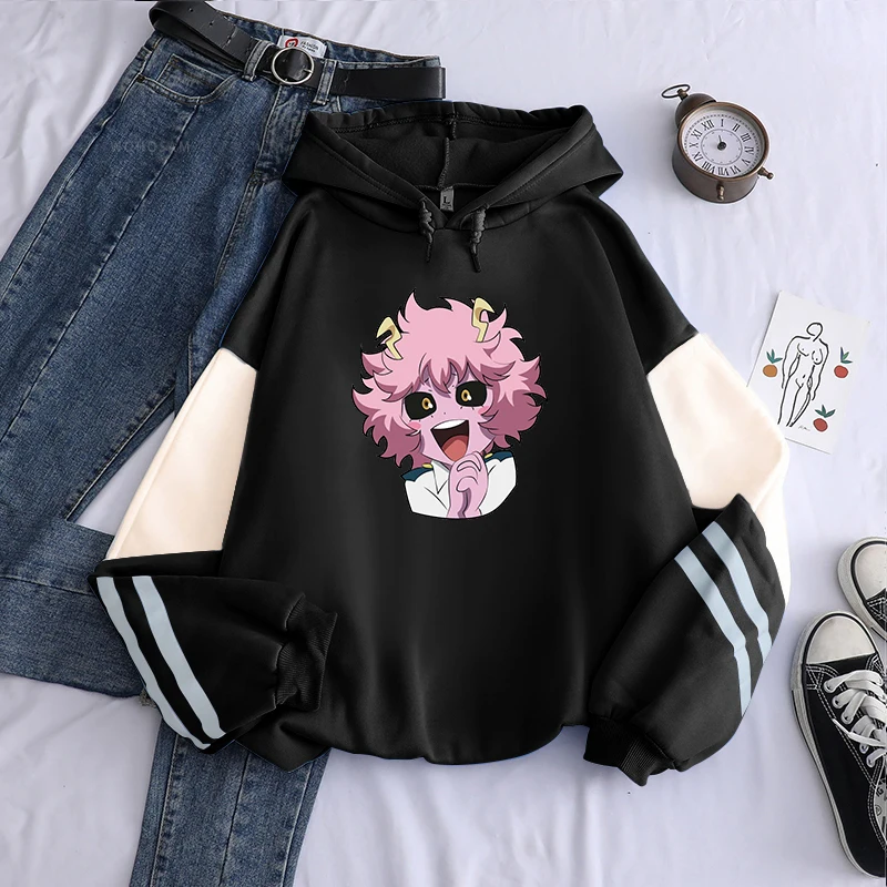 Harajuku Anime My Hero Academia Hoodies Long Sleeve Unisex Streetwear Cartoon Kawaii Shy Girl Graphics Mina Ashido Sweatshirts