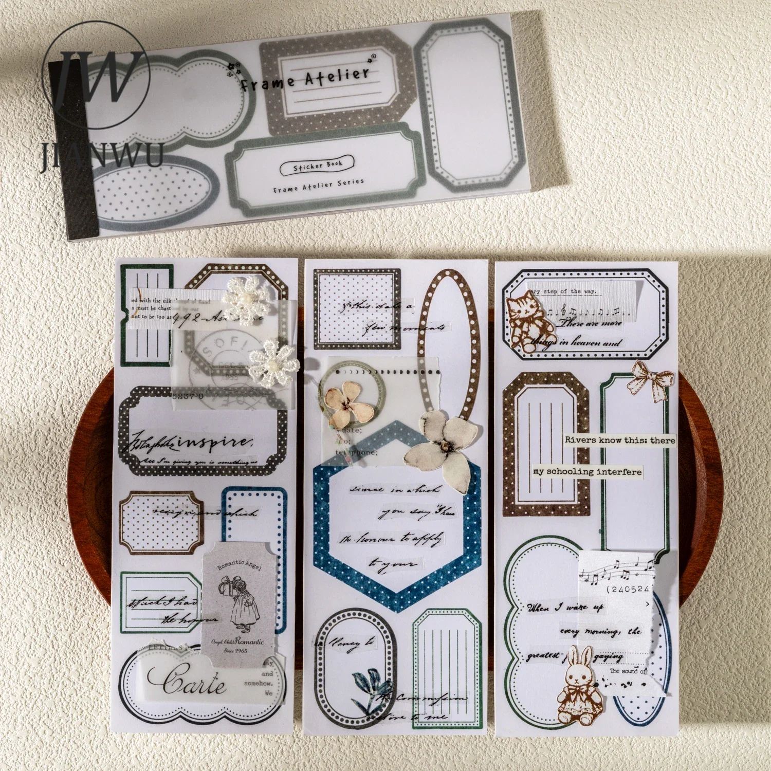 JIANWU Vintage Flower Border Label Landscape Material Collage Scrapbooking Sticker Book Creative DIY Journal Stationery view 2