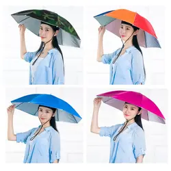 1PC Umbrella Hat Windproof Fishing Head Wearing Sunshade Rain Gear Outdoor Folding Portable Umbrella Camping Beach Head Hats