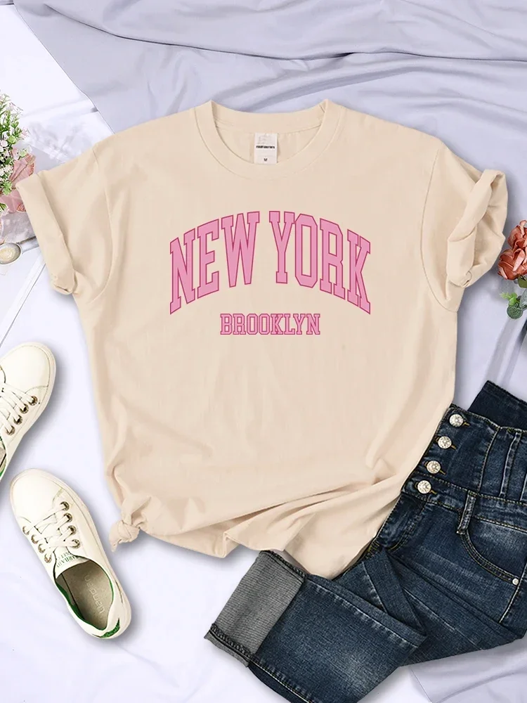 Camiseta con estampado de Brooklyn de Nueva York para mujer, ropa Vintage, camisetas transpirables de manga corta, camisetas informales de moda para mujer