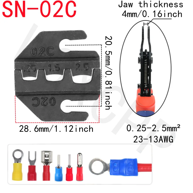 SN-48B Tool Kit for Crimping Pliers, Alloy Steel Jaws, 0.25-6mm ²， Tubular Terminal, 2.8/4.8/6.3mm Male Female Docking Terminal