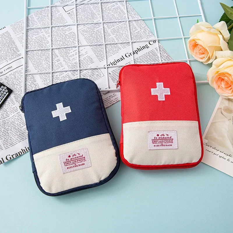 Conjunto de bolsa de medicina portátil, Kit de primeros auxilios bonito, Kits de emergencia médica, organizador, bolsa de almacenamiento de píldoras de medicina para el hogar al aire libre, viaje