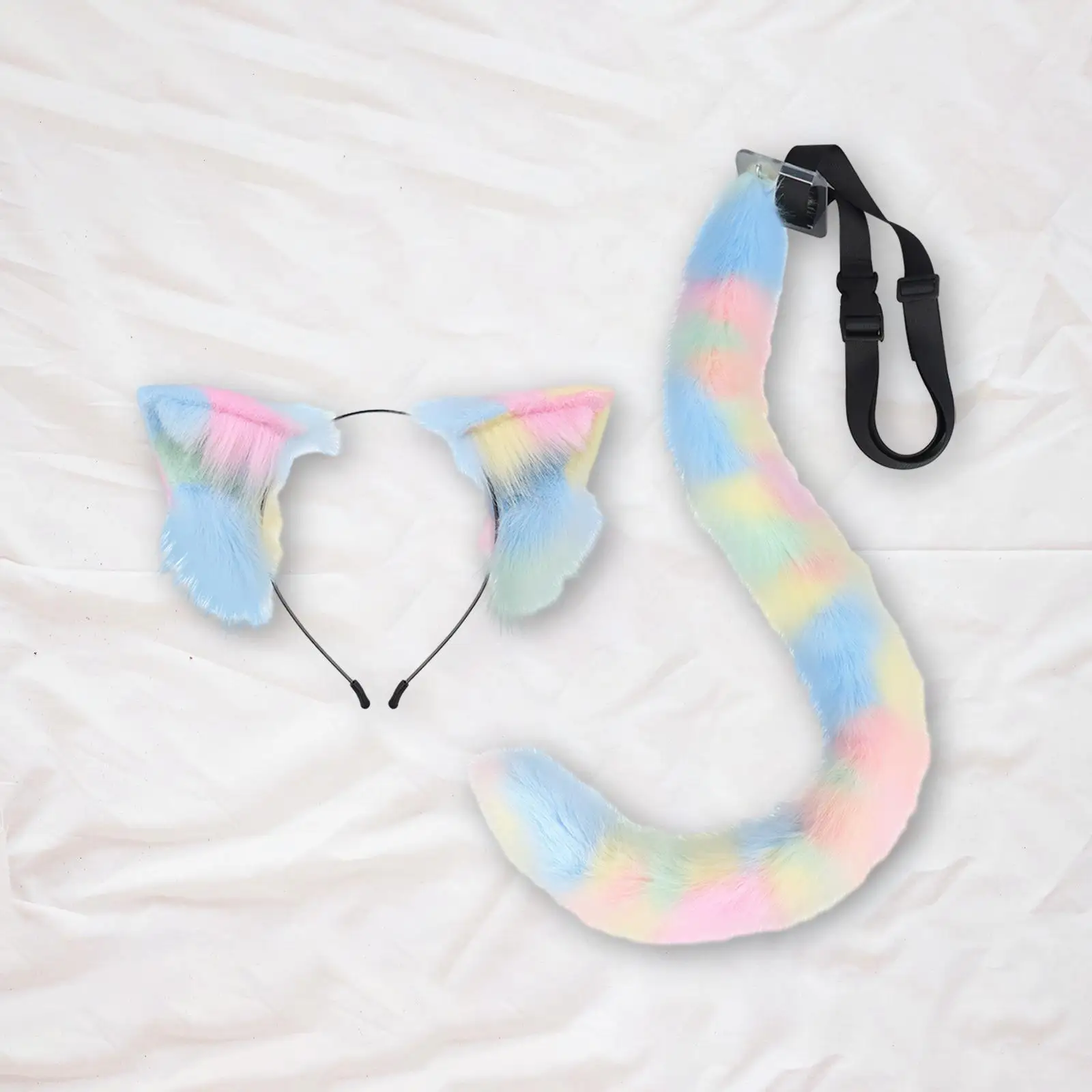 Animals Ears and Tail Plush Ears Hair Hoop Costume Accessories Long Tails for Masquerade Birthday Carnival Women Girls Holiday