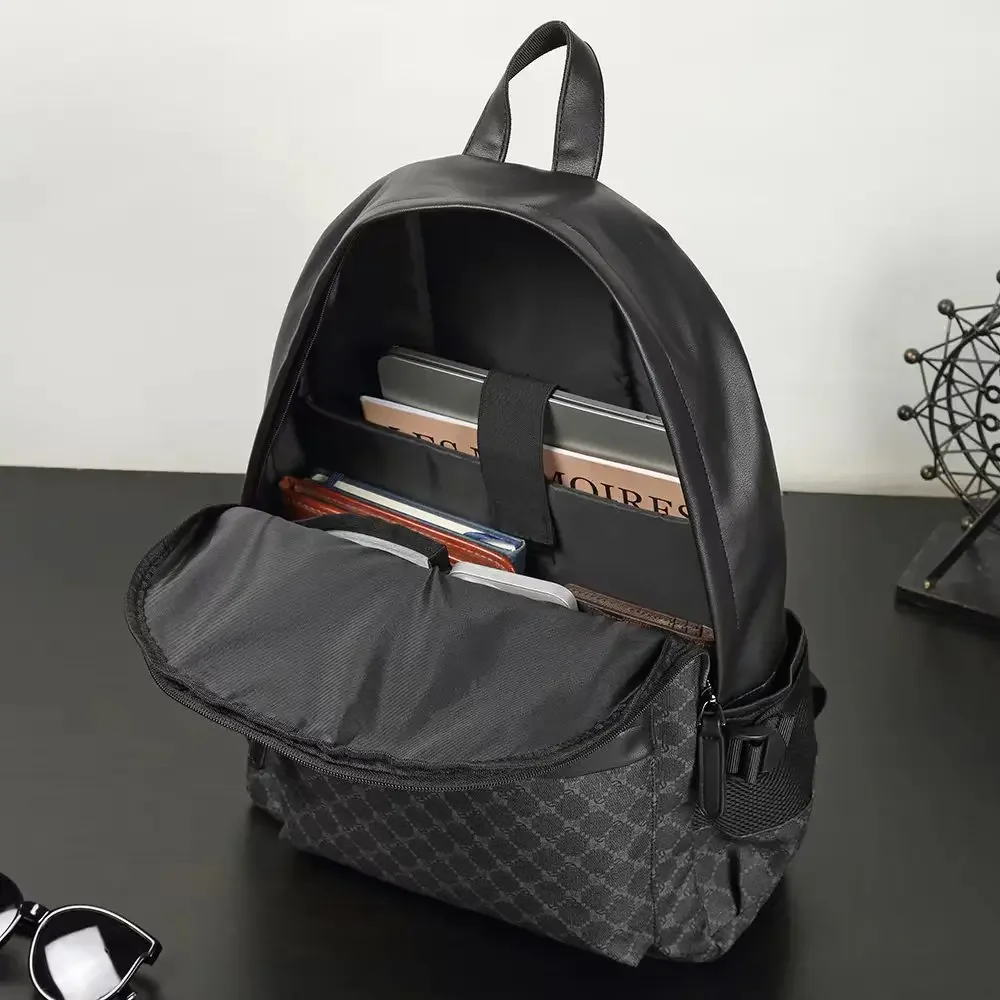 Rucksack mit Blumenmuster für Herren, modisches Design, Herrenrucksäcke, große Kapazität, Reisetasche für Herren, Rucksack aus PU-Leder, Outdoor-Taschen – Detail 11